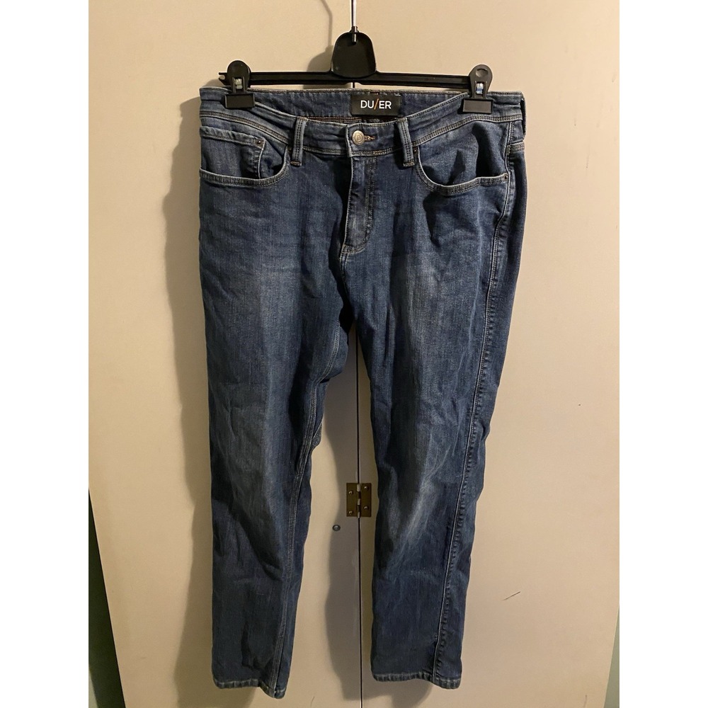 DU/ER L2X Relaxed Taper Jeans Mens Blue Stretch Denim Medium Wash Pants 31x28
